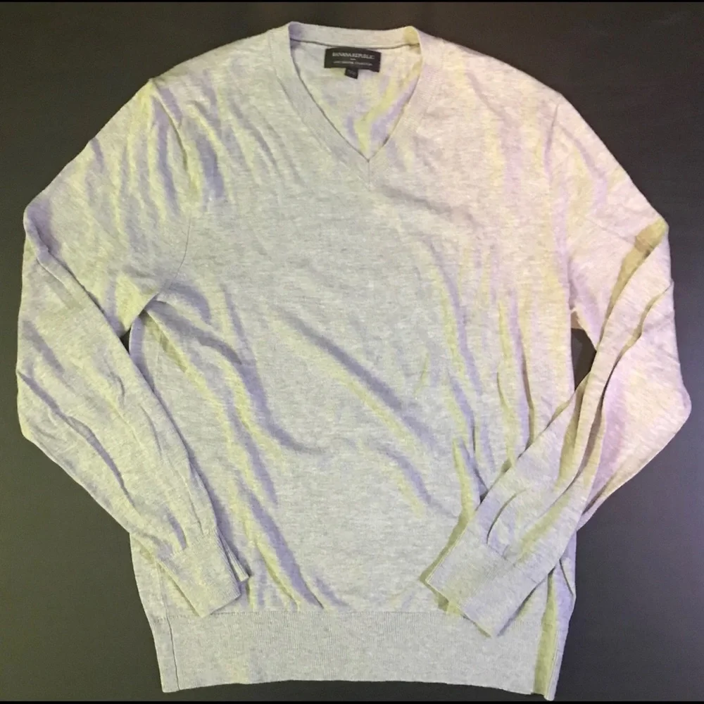 Banana Republic Gray Luxe V-Neck Sweater